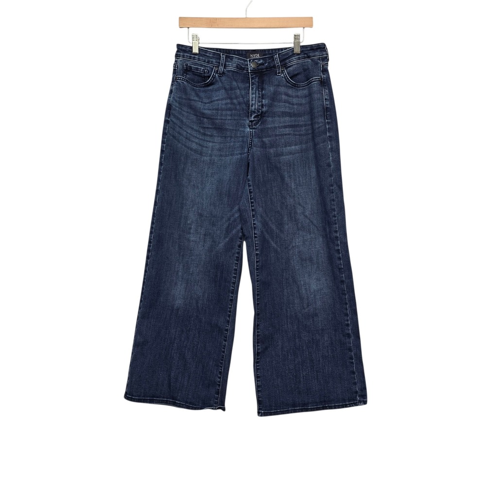 NYDJ Wide Leg Dark Wash Jeans Cool‎ Embrace Lift Tuck Indigo Size 10